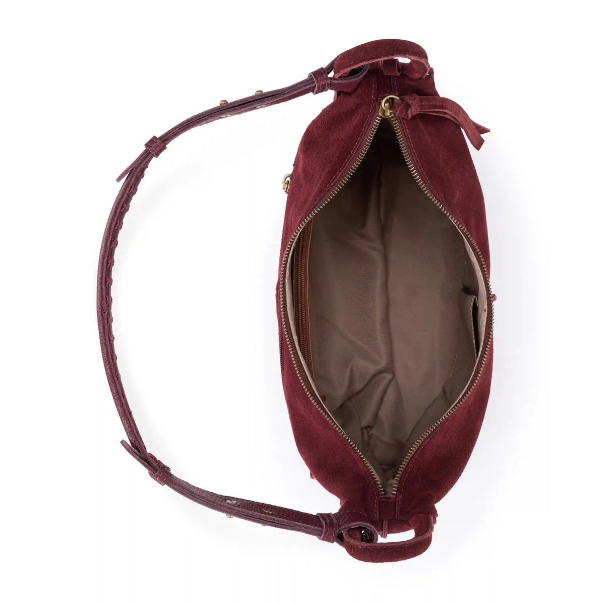 Los Feliz Bucket Hobo - Leather - Black Cherry Suede