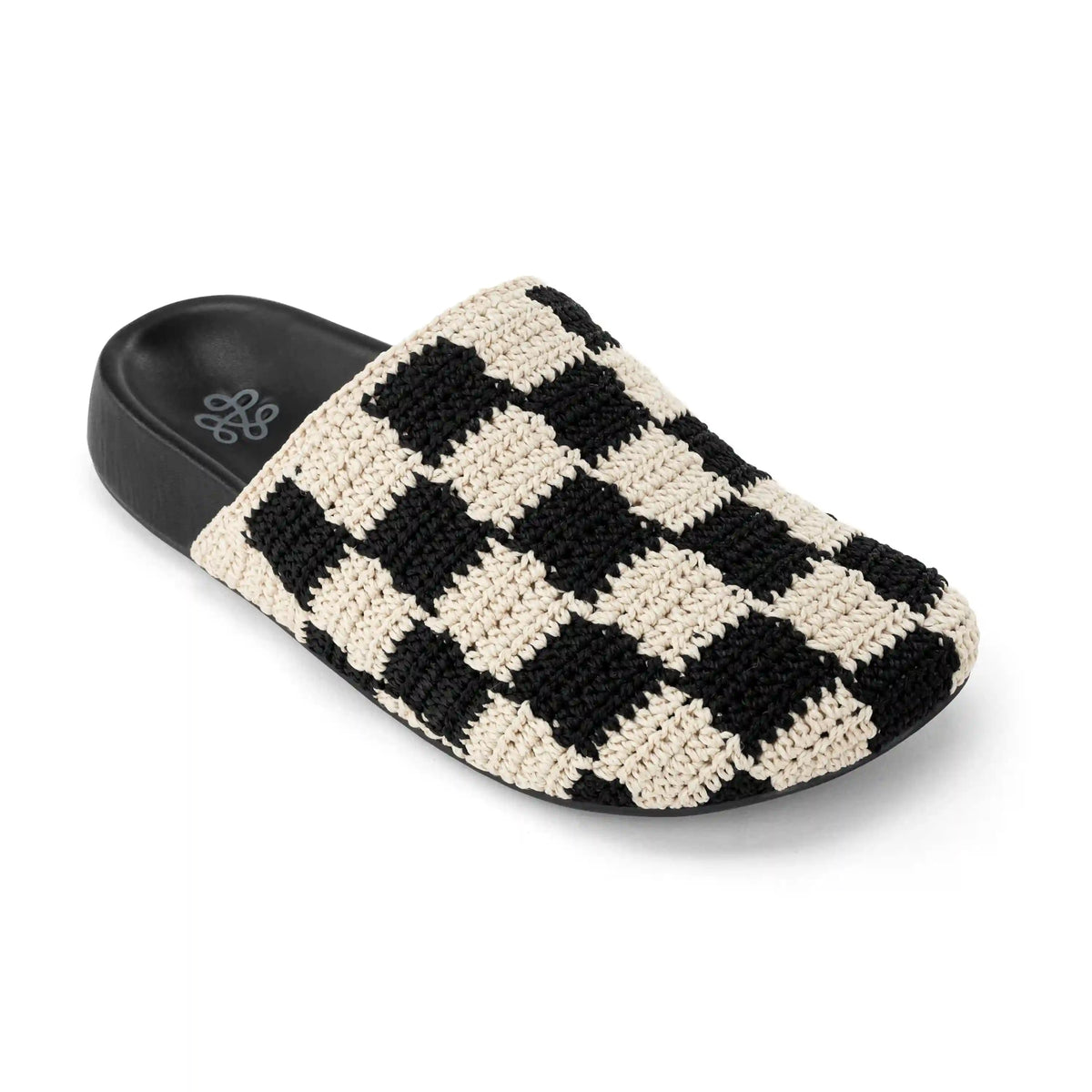 Bolinas Clog - Hand Crochet - Black Check