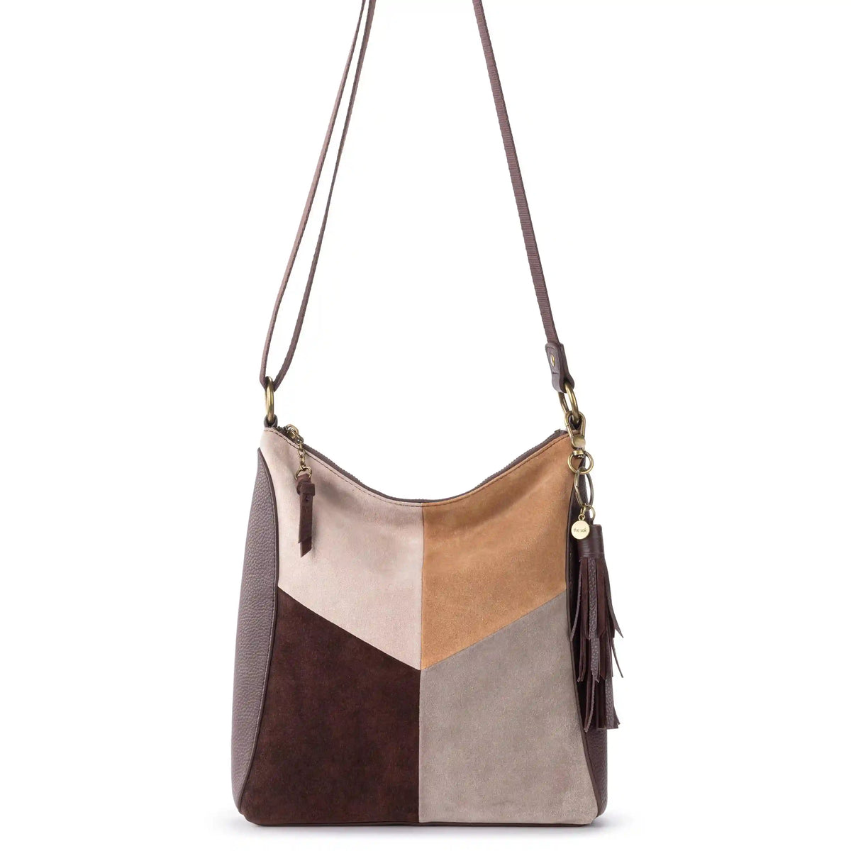 Lucia Crossbody - Leather - Mahogany Suede Block