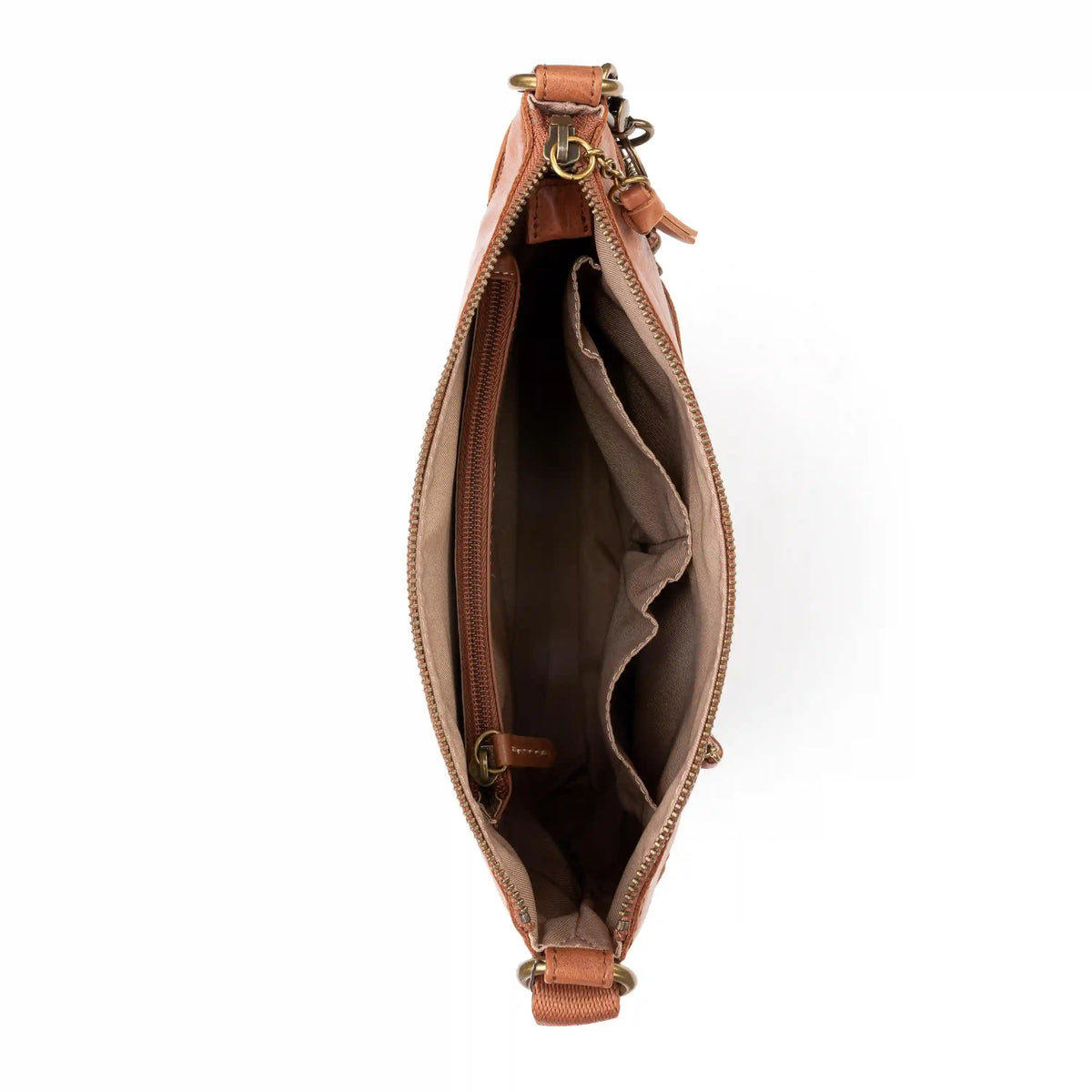 Lucia Crossbody - Leather - Tobacco Floral Embossed