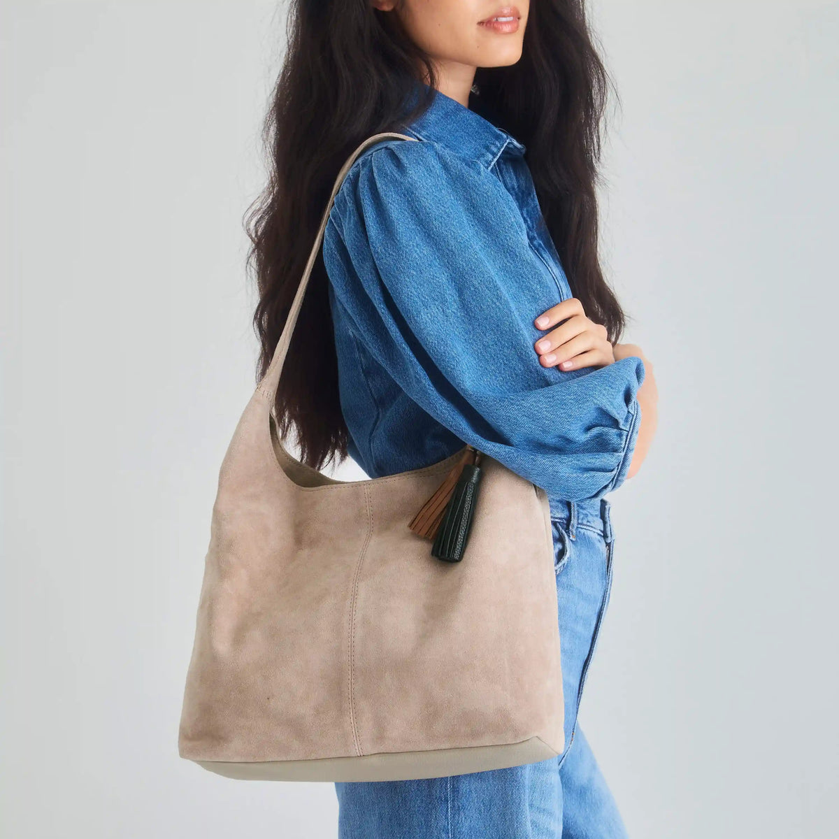 Huntley Hobo - Leather - Sand Suede