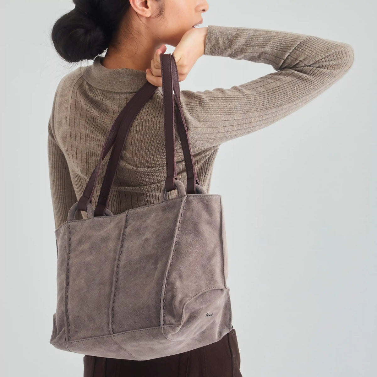 Los Feliz Satchel - Leather - Mushroom Suede