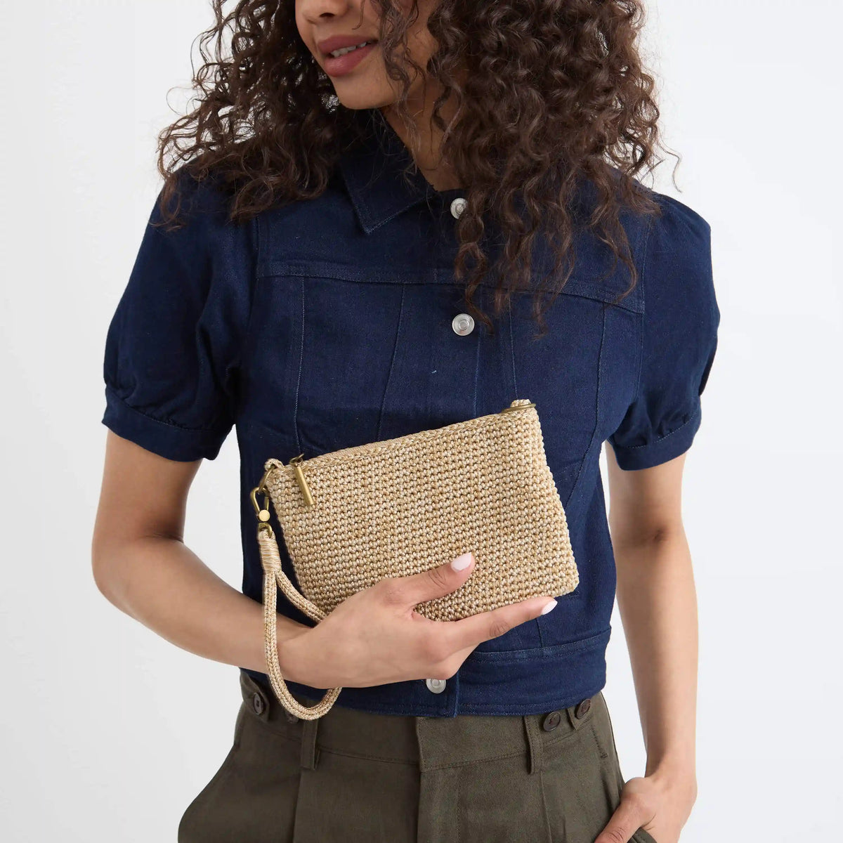 Vita Convertible Wristlet - Hand Crochet - Bamboo Static