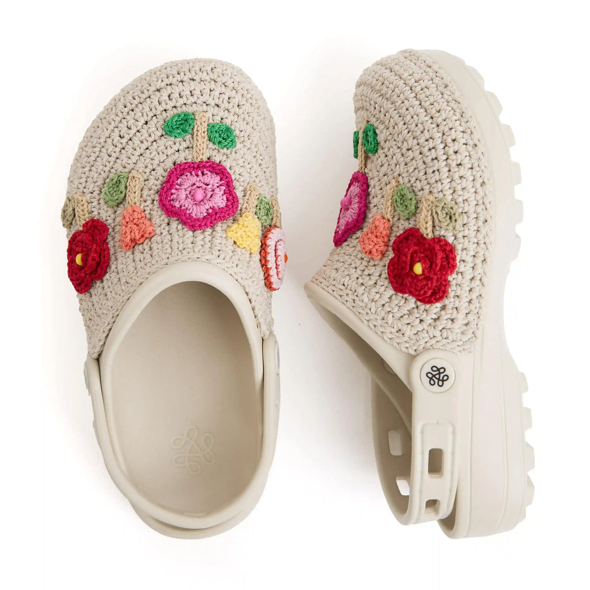 Bolo Clog - Hand Crochet - Flower Ecru