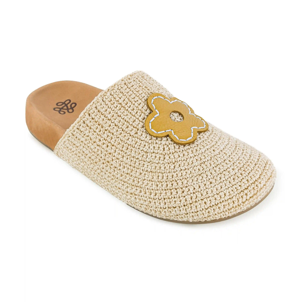 Bolinas Clog - Hand Crochet - Natural Buttercup Flower