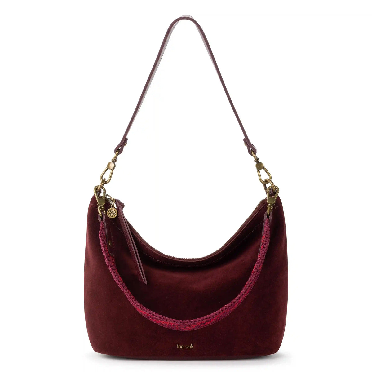 Jasmine Small Hobo - Leather - Black Cherry Suede