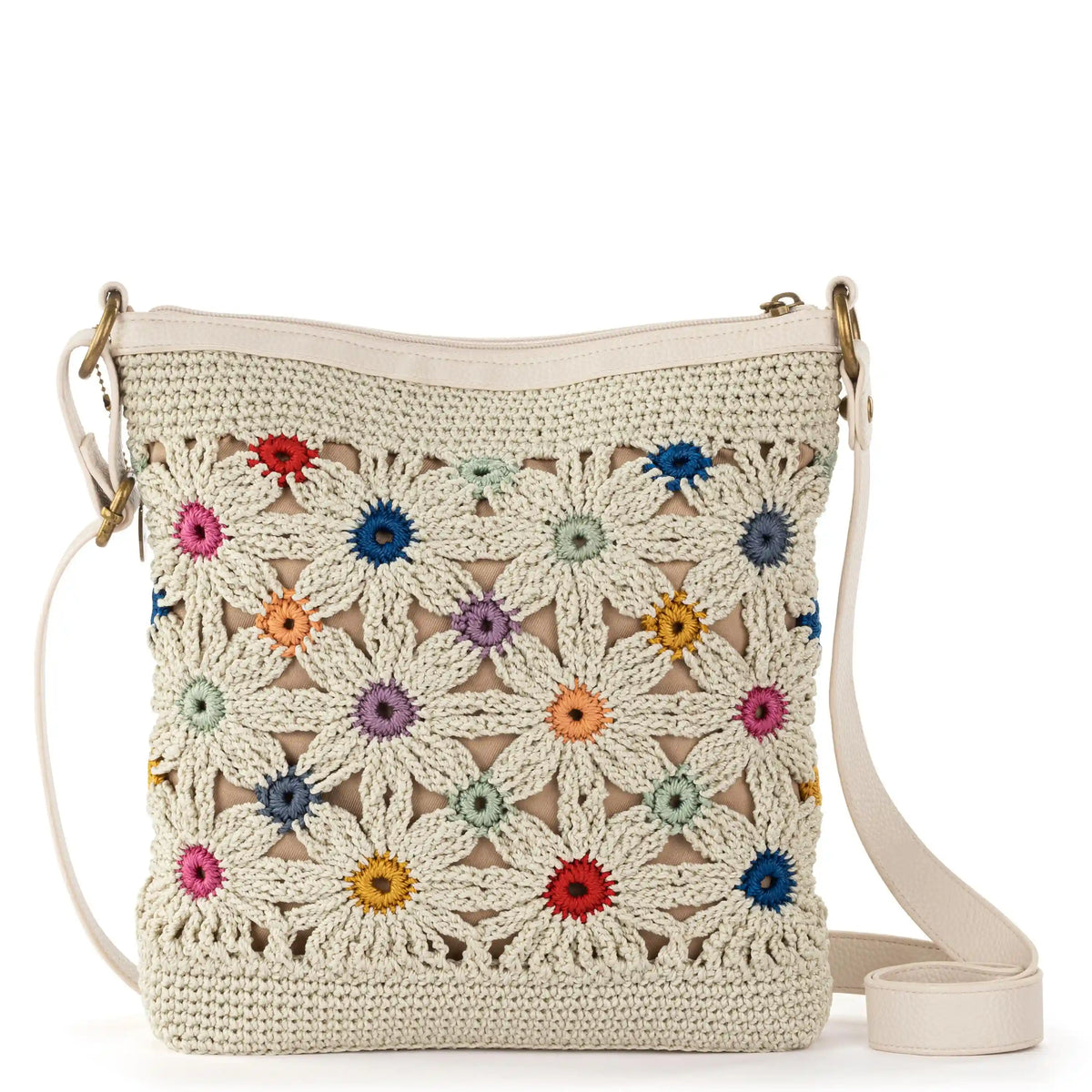 Lucia Crossbody - Hand Crochet - Natural Multi Flowers