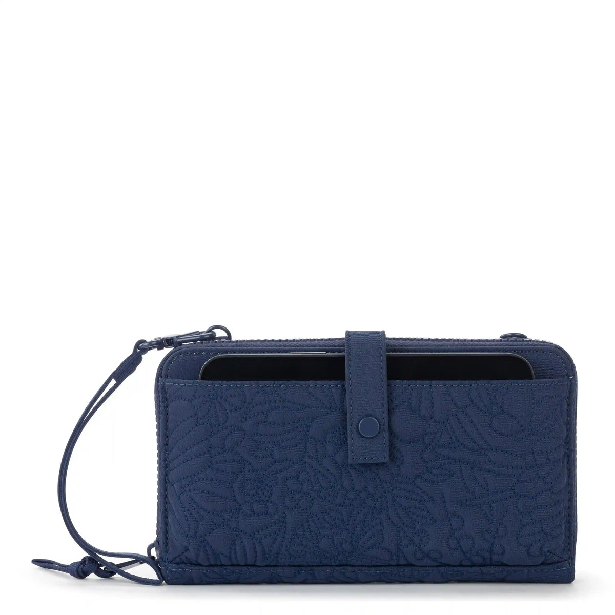 Smartphone Wallet - EcoTwill - Navy Flower Blossom Quilted