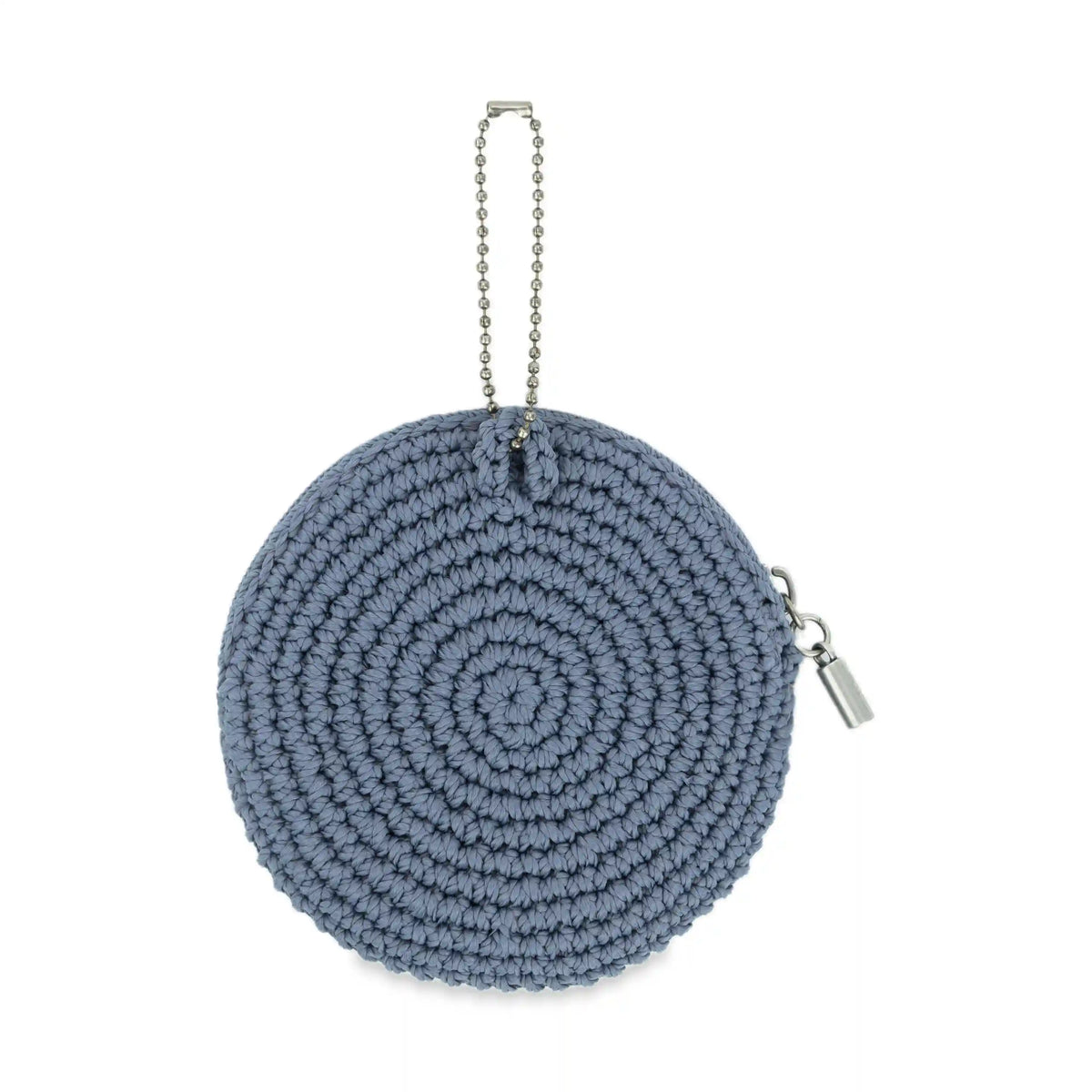 Circle Coin Pouch - Hand Crochet - Maritime Indigo Suede Heart