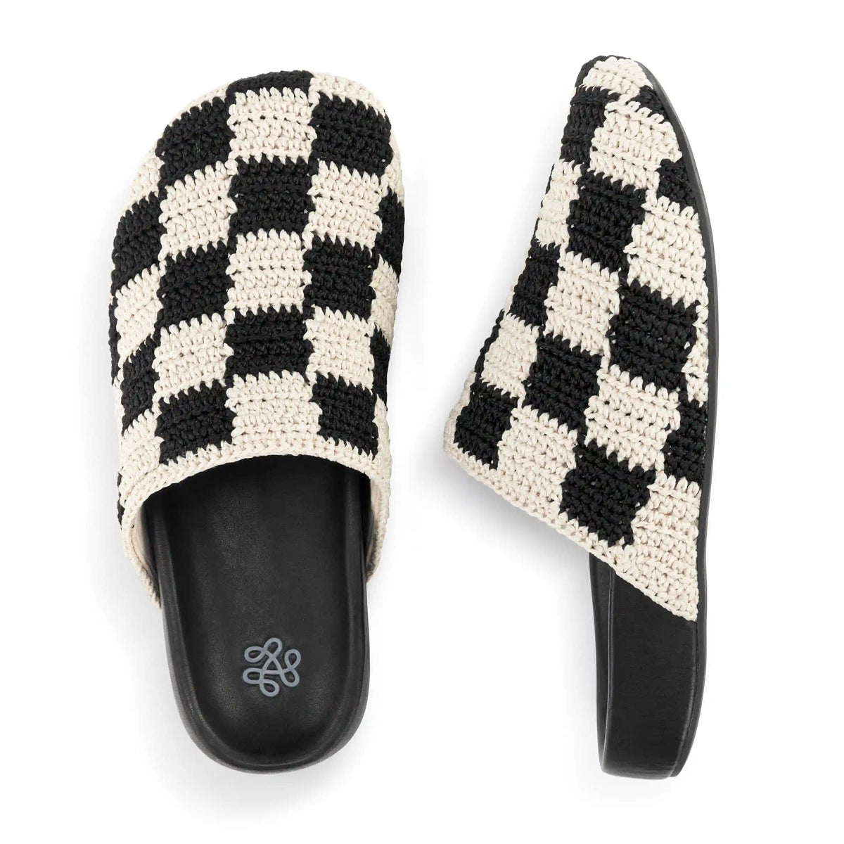 Bolinas Clog - Hand Crochet - Black Check