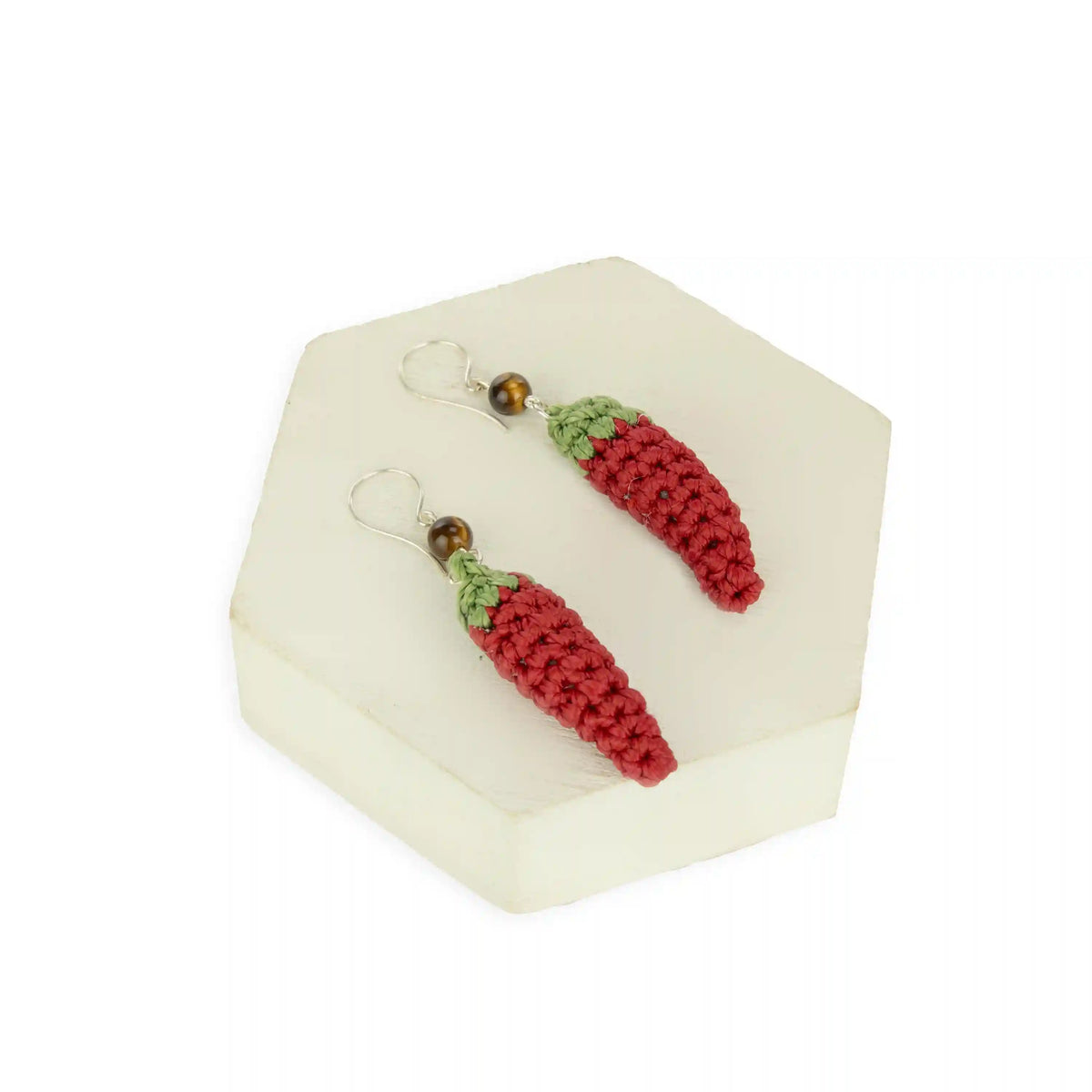 Cyrus Charm Earrings - Hand Crochet - Chili Peppers