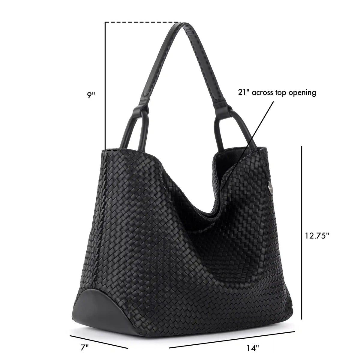 Los Feliz Large Tote - Leather - Woven Black