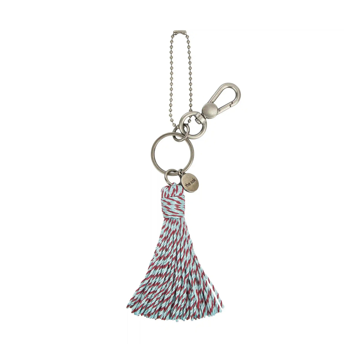 Dangles - Hand Crochet - Pale Aqua and Bing Cherry