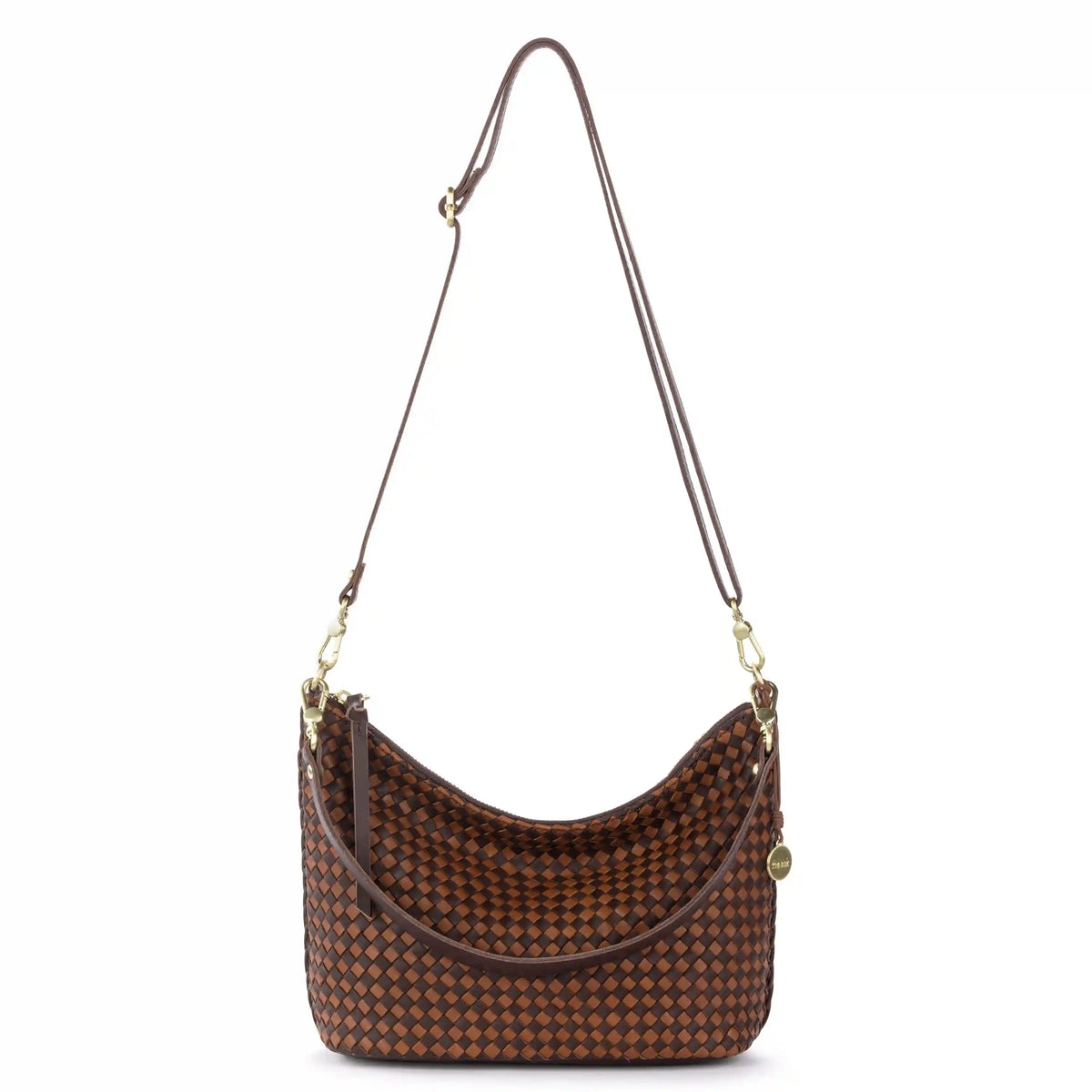 Juniper Small Hobo - Leather - Woven Mahogany Cognac