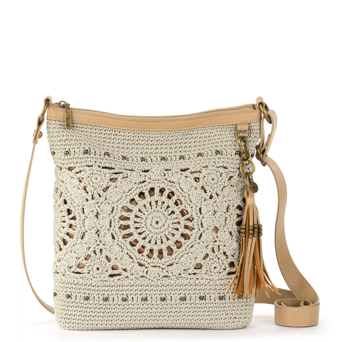 Lucia Crossbody - Hand Crochet - Natural Medallion