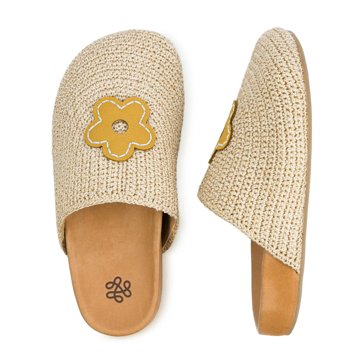 Bolinas Clog - Hand Crochet - Natural Buttercup Flower