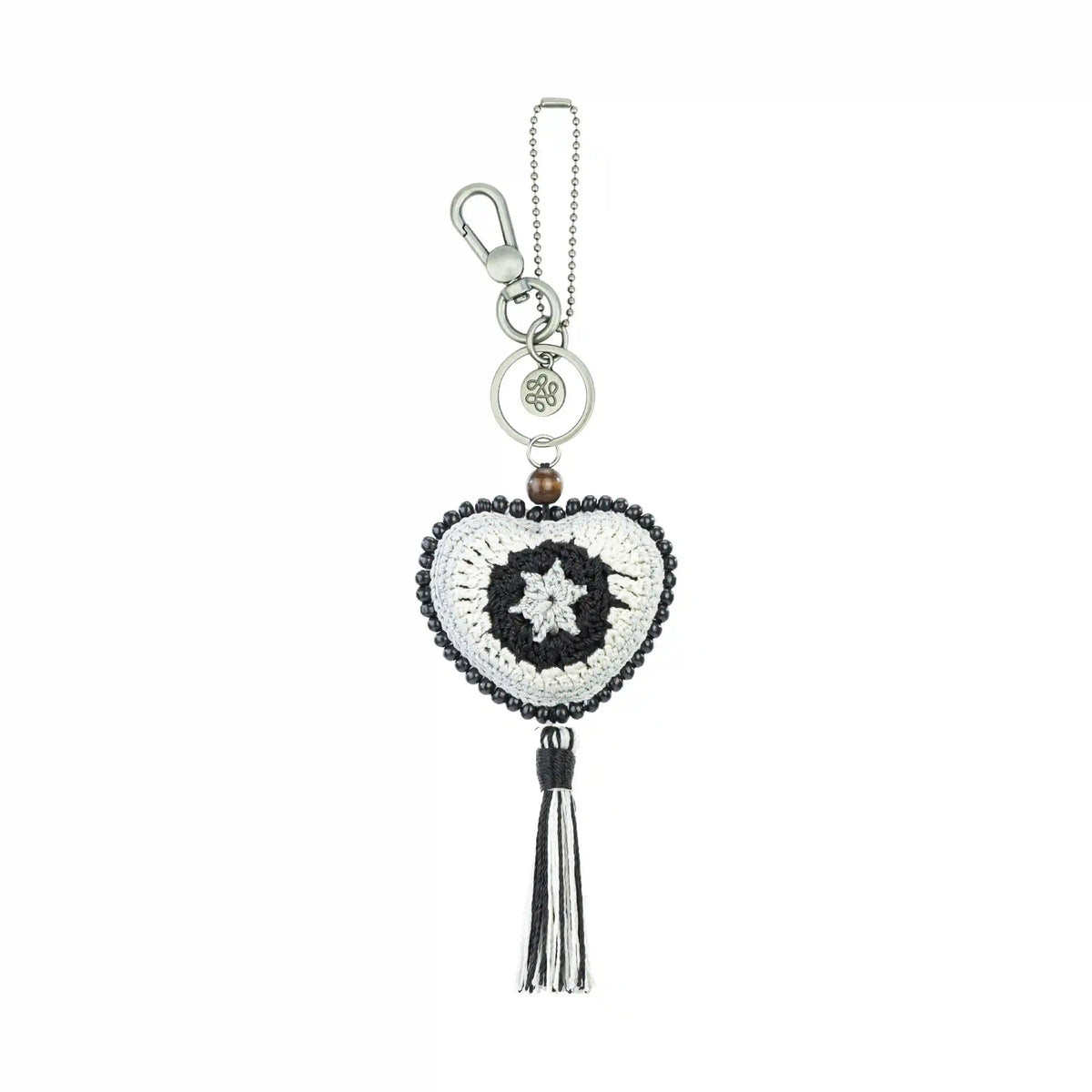 Yarnicharmz Dangle - Hand Crochet - Black Sparkle Patch Heart