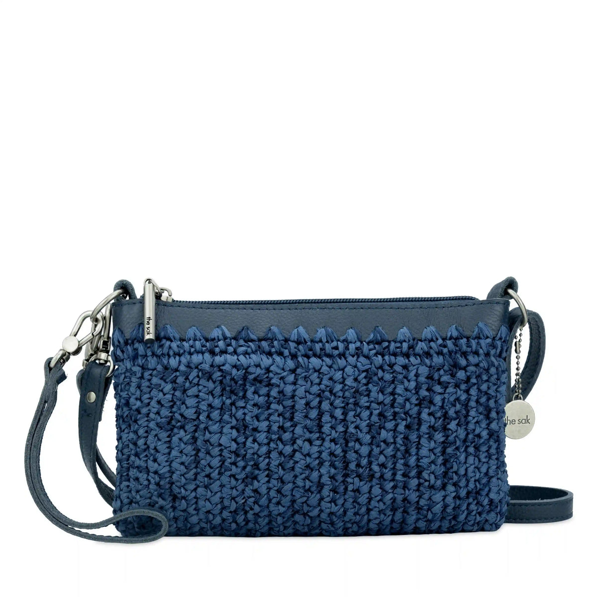 Vita Convertible Wristlet - Hand Crochet - Denim Tonal Straw