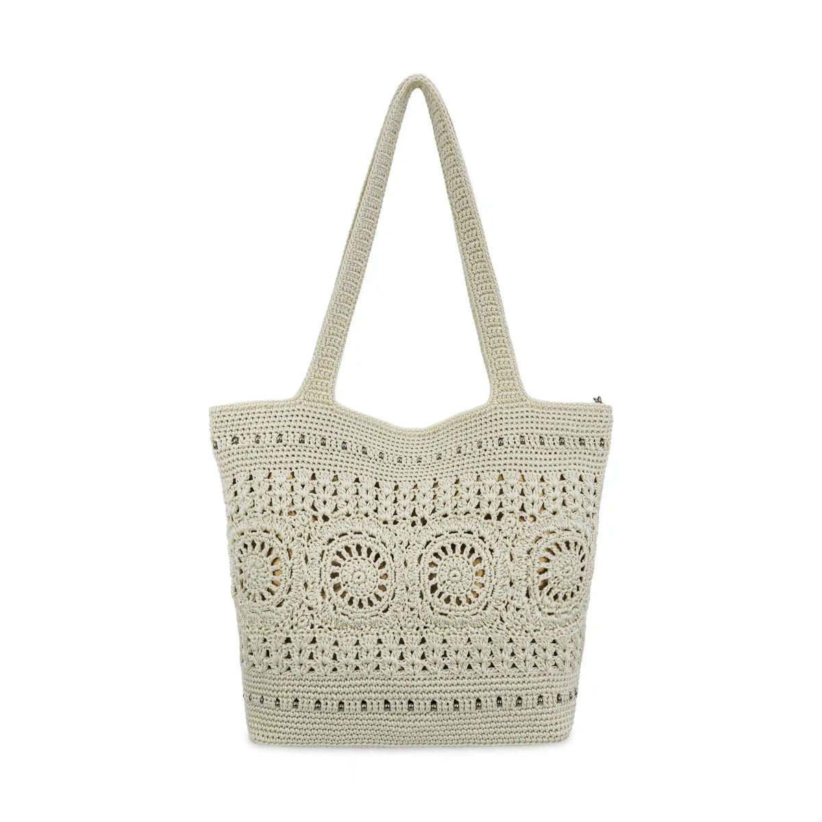 Sola Carryall Tote - Hand Crochet - Natural Medallion