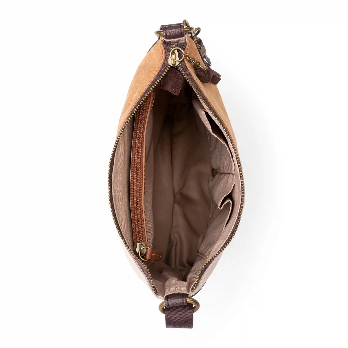 Lucia Crossbody - Leather - Mahogany Suede Block