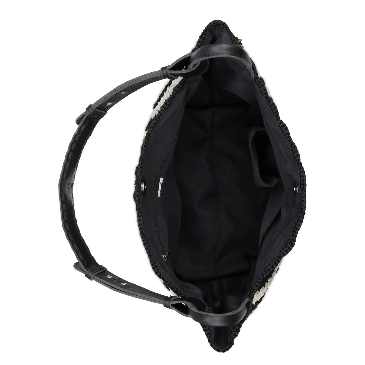 Los Feliz Medium Tote - Hand Crochet - Black Ecru Shell