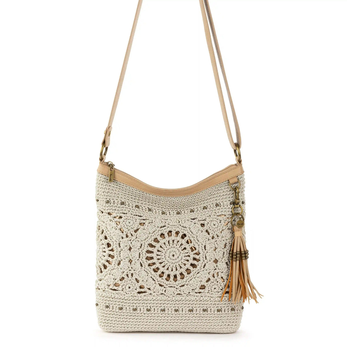 Lucia Crossbody - Hand Crochet - Natural Medallion