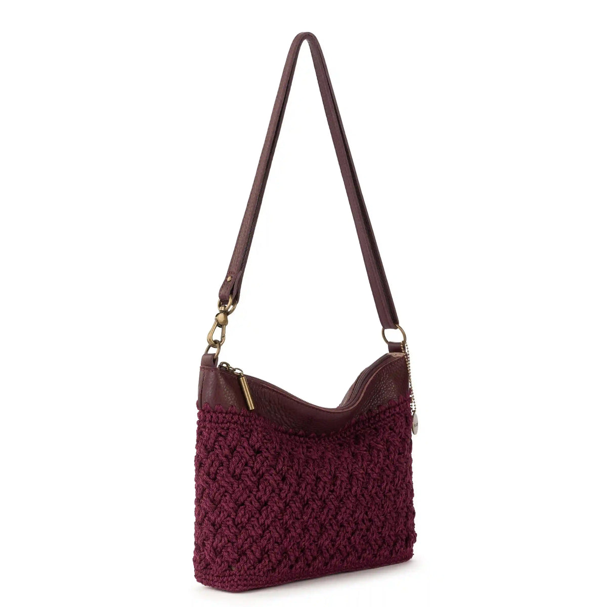 Lumi Crossbody - Hand Crochet - Black Cherry Cozy Weave