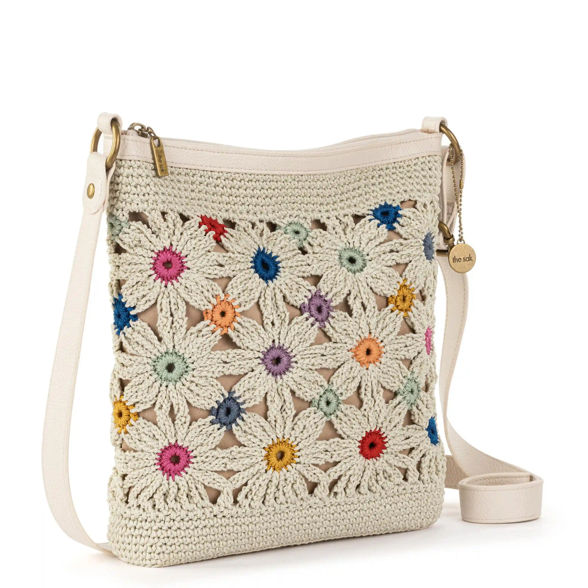 Lucia Crossbody - Hand Crochet - Natural Multi Flowers
