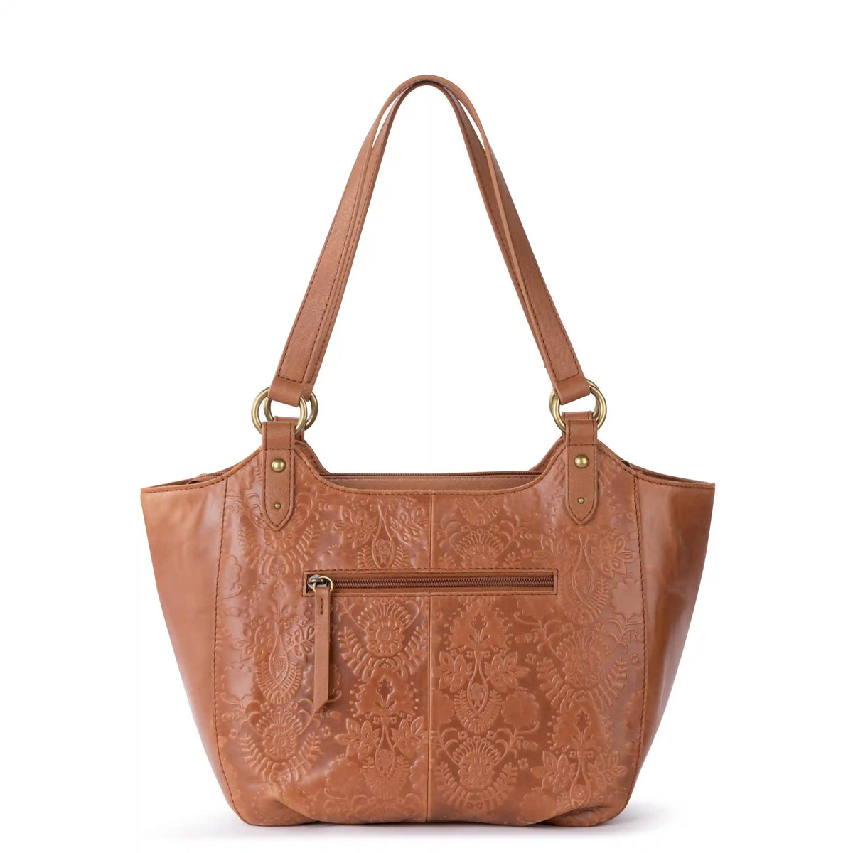Bolinas Satchel - Leather - Tobacco Floral Embossed