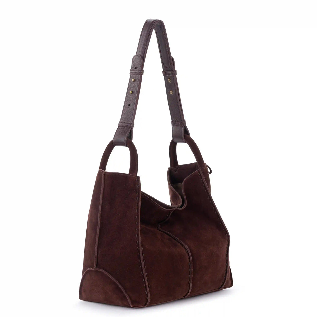 Los Feliz Medium Tote - Leather - Mahogany Suede