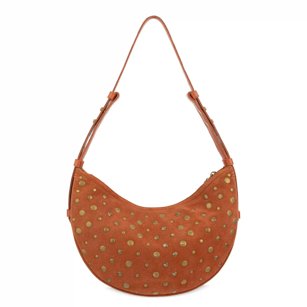 Tess Shoulder Bag - Leather - Persimmon Suede Gold Stud