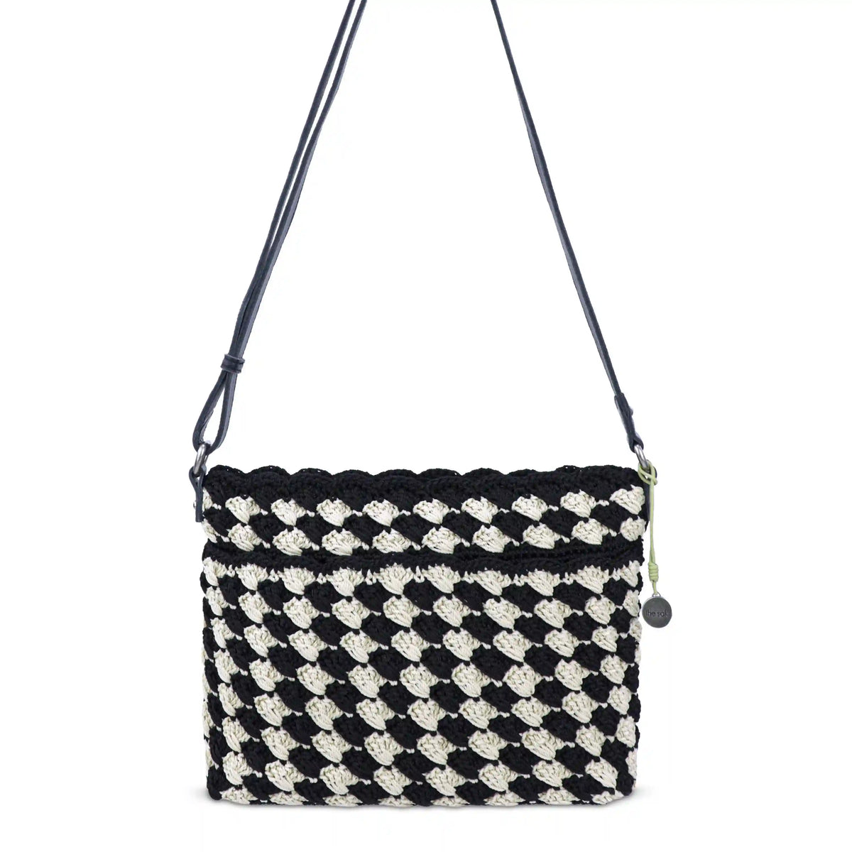 Melrose Crossbody - Hand Crochet - Black Ecru Shell