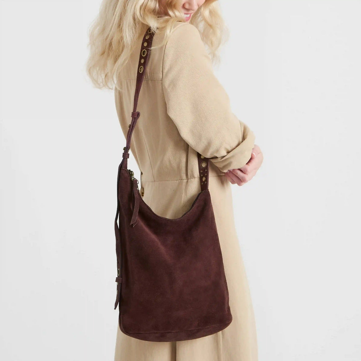 Tess Bucket - Leather - Mahogany Suede Belt