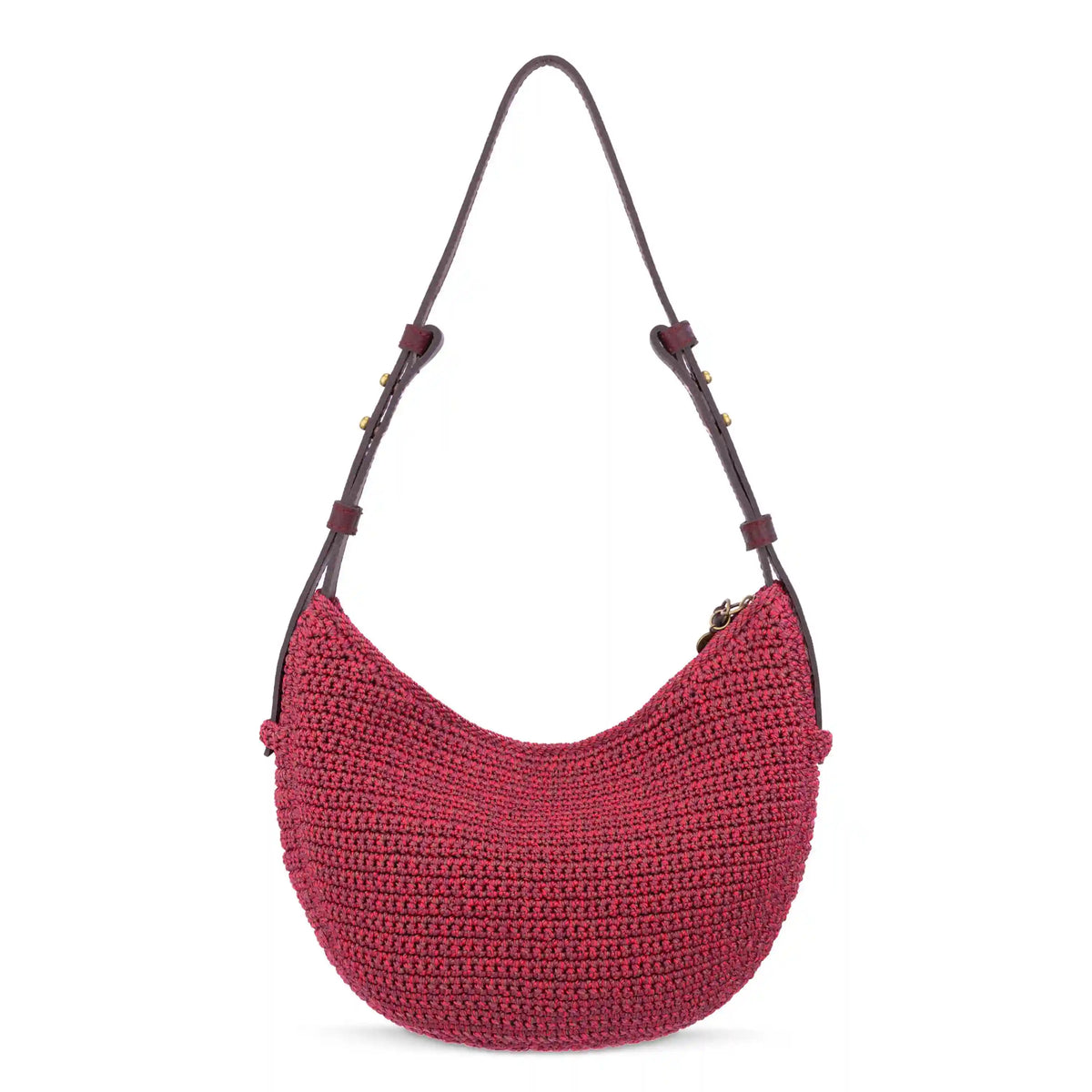 Tess Shoulder Bag - Hand Crochet - Black Cherry Static