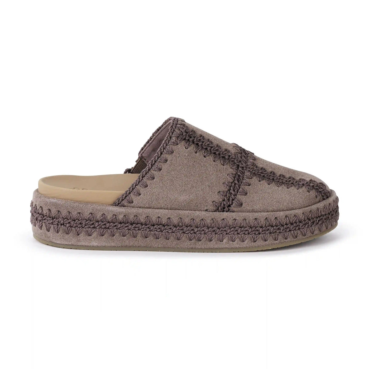 Bryn Platform Clog - Leather - Mushroom Suede Patch