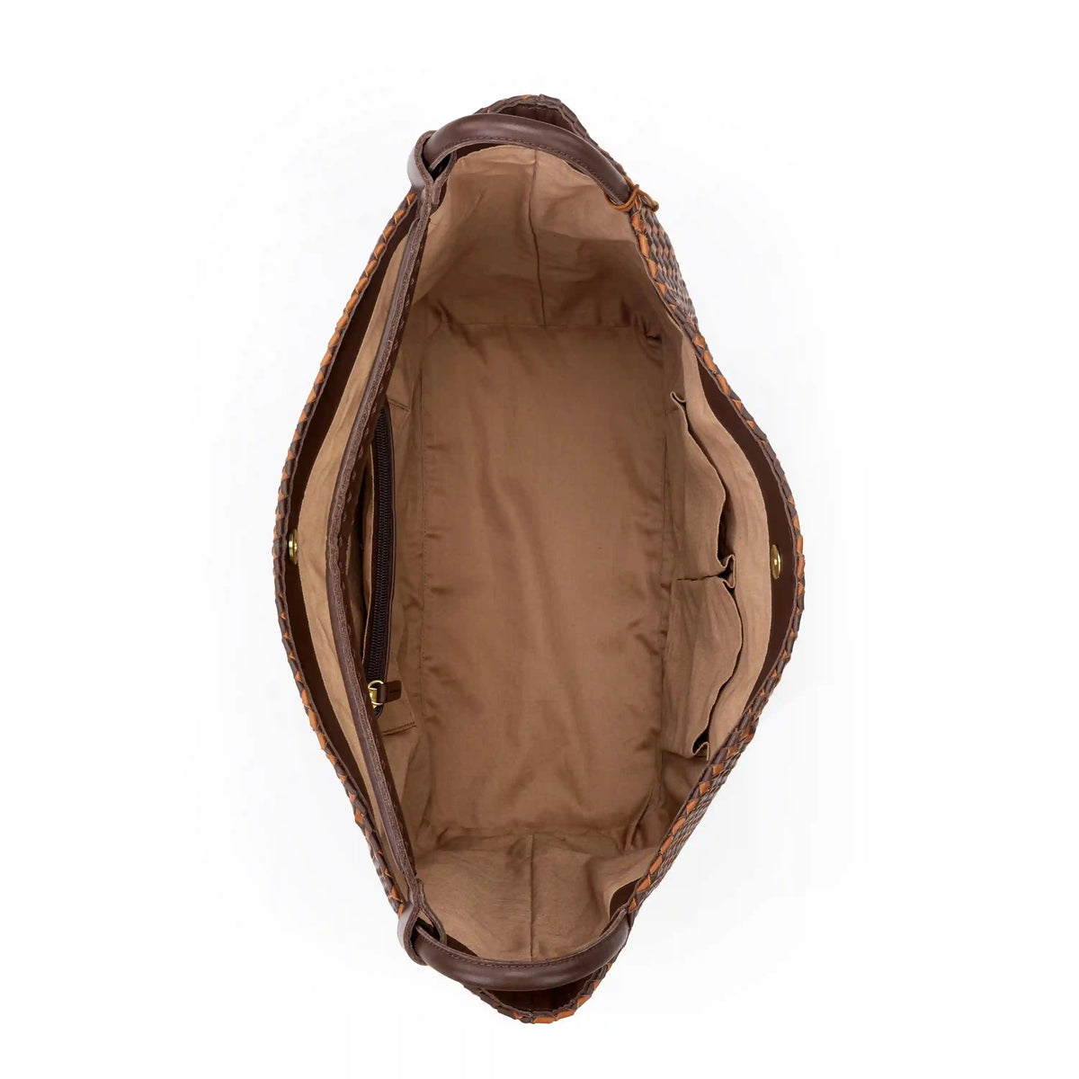 Los Feliz Large Tote - Leather - Woven Mahogany Cognac