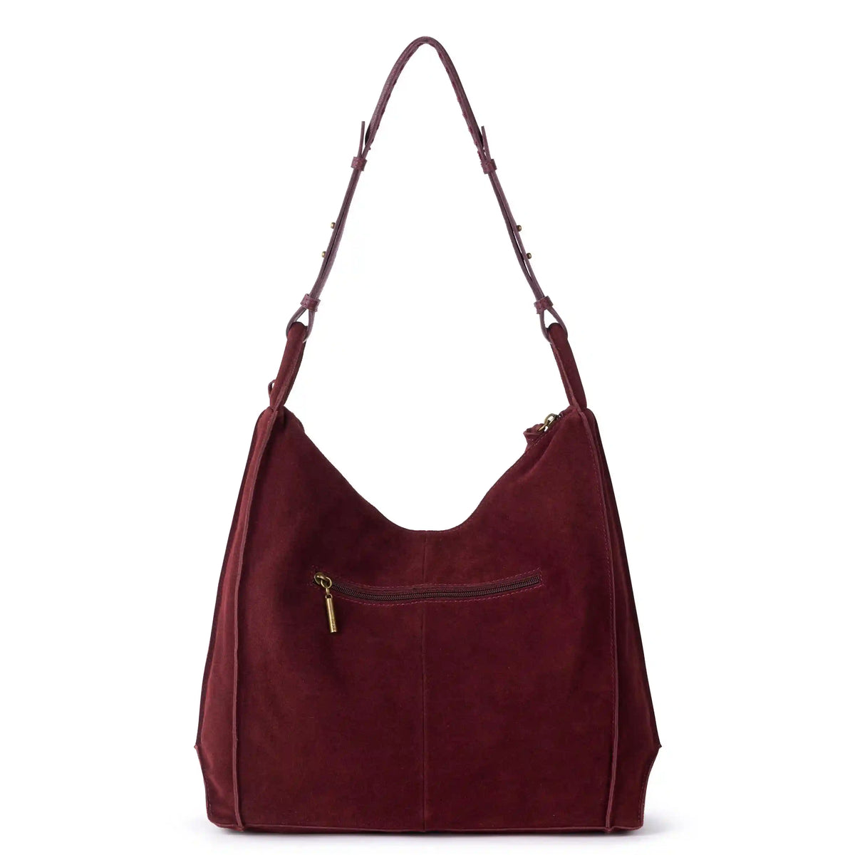 Los Feliz Bucket Hobo - Leather - Black Cherry Suede