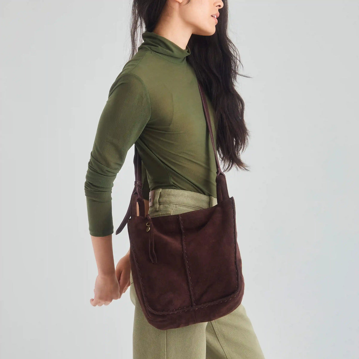 Los Feliz Crossbody - Leather - Mahogany Suede