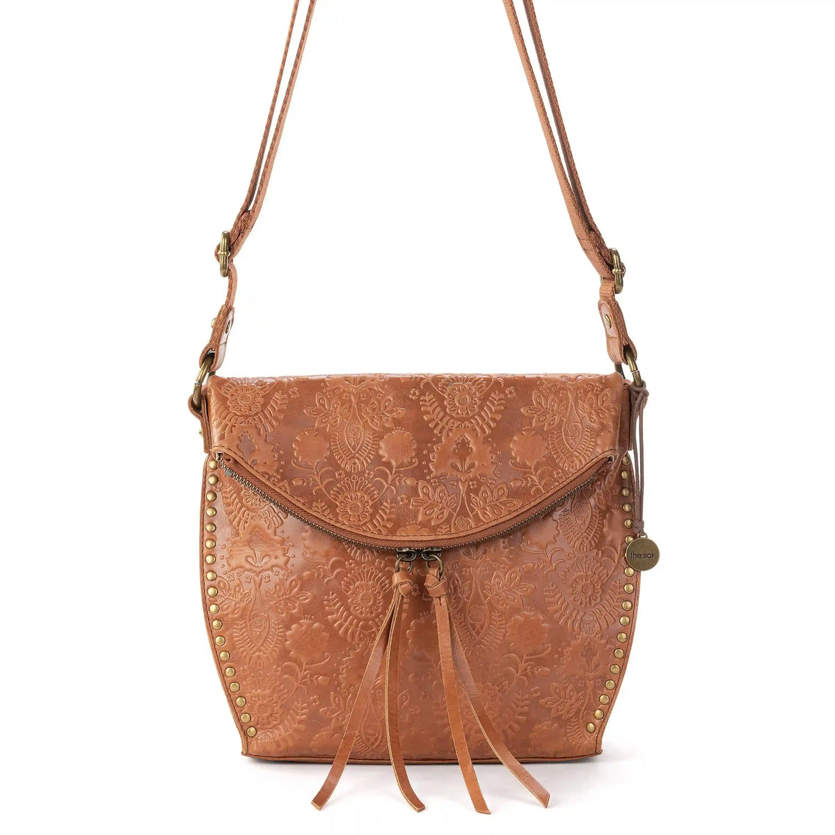 Silverlake Flap Crossbody - Leather - Tobacco Floral Embossed