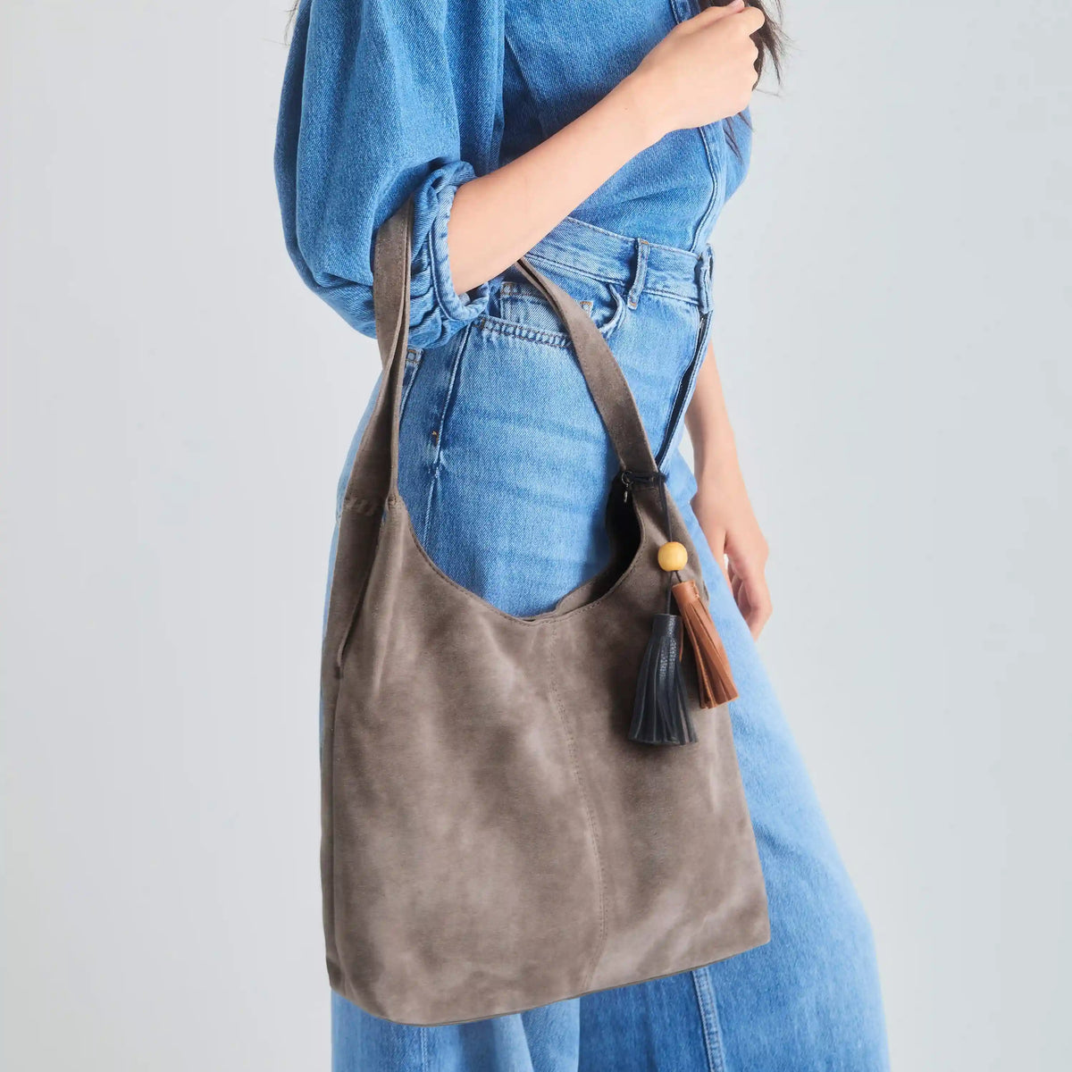 Huntley Hobo - Leather - Mushroom Suede