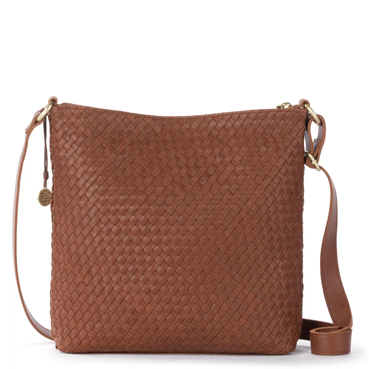 Lucia Crossbody - Leather - Woven Cognac