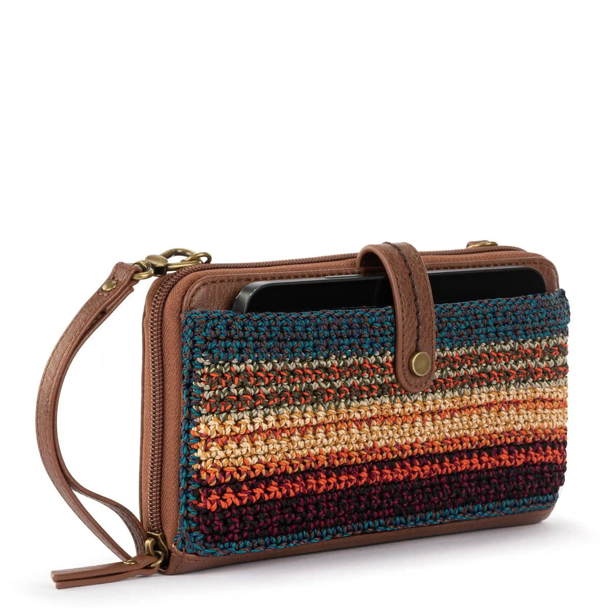 Iris Smartphone Wallet - Hand Crochet - Woodland Stripe