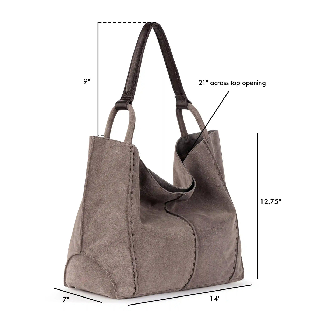 Los Feliz Large Tote - Leather - Mushroom Suede
