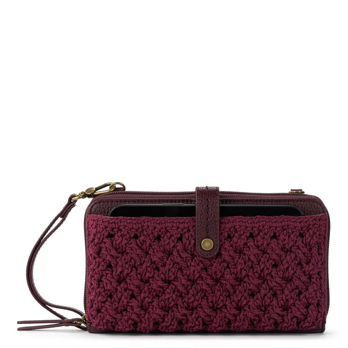 Iris Smartphone Wallet - Hand Crochet - Black Cherry Cozy Weave