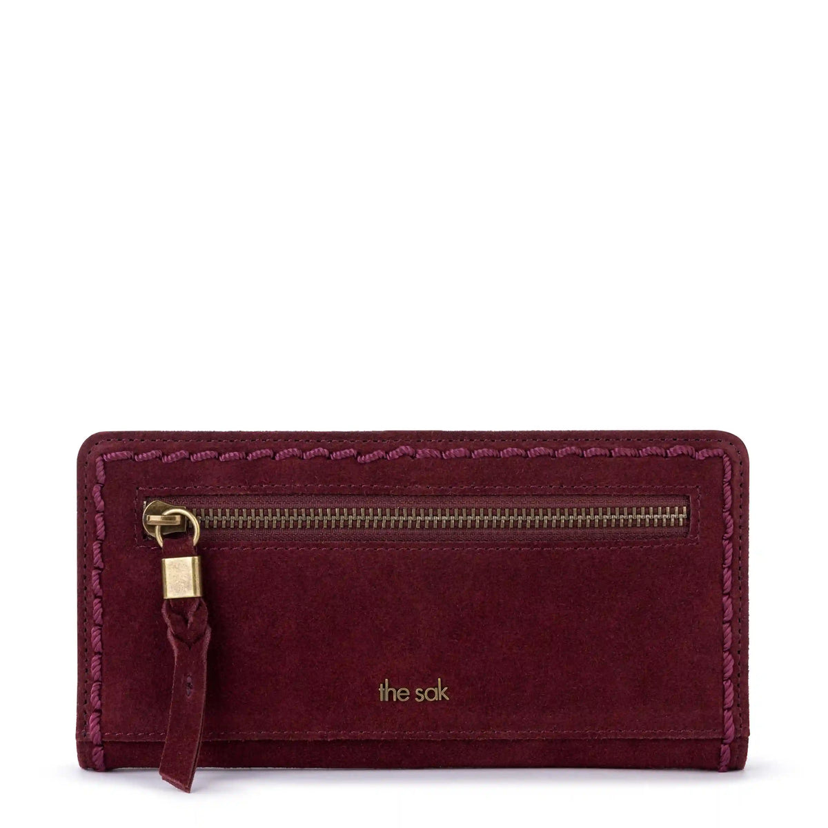 Mira Large Wallet - Leather - Black Cherry Suede
