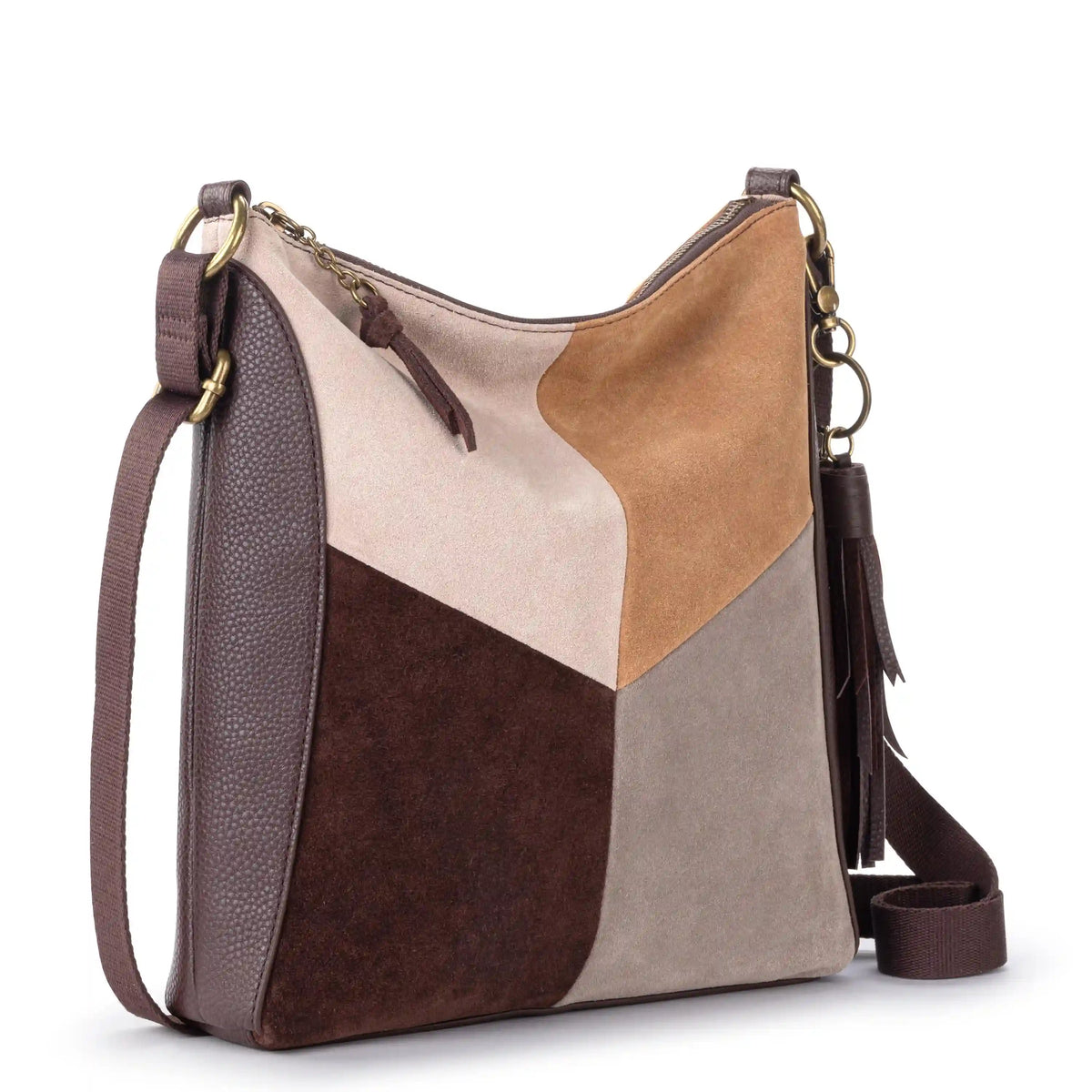 Lucia Crossbody - Leather - Mahogany Suede Block