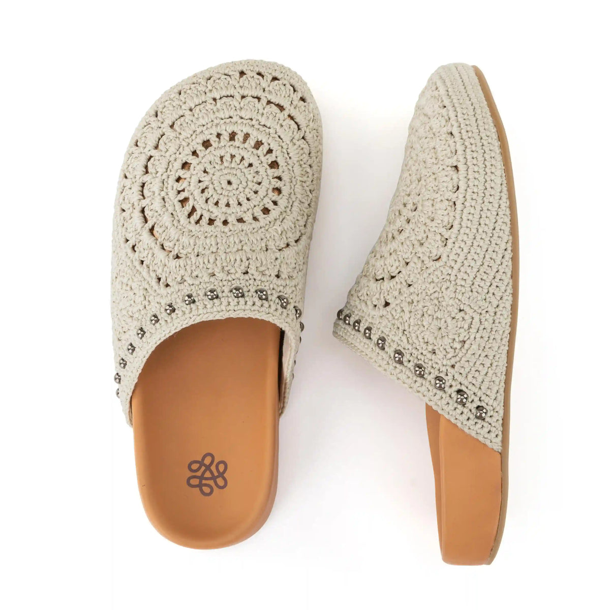 Bolinas Clog - Hand Crochet - Natural Medallion