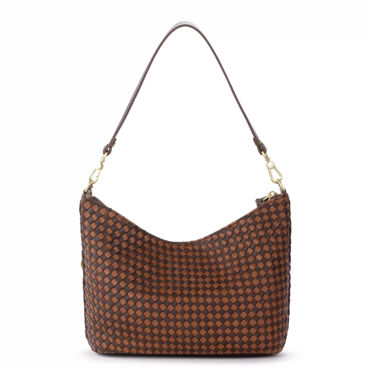 Juniper Small Hobo - Leather - Woven Mahogany Cognac