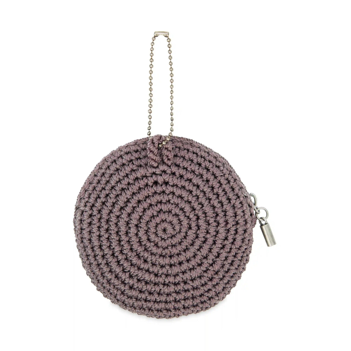 Circle Coin Pouch - Hand Crochet - Mushroom Suede Heart