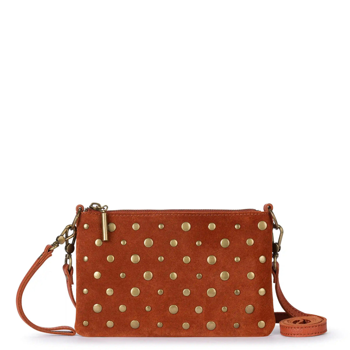 Vita Convertible Wristlet - Leather - Persimmon Suede Gold Stud